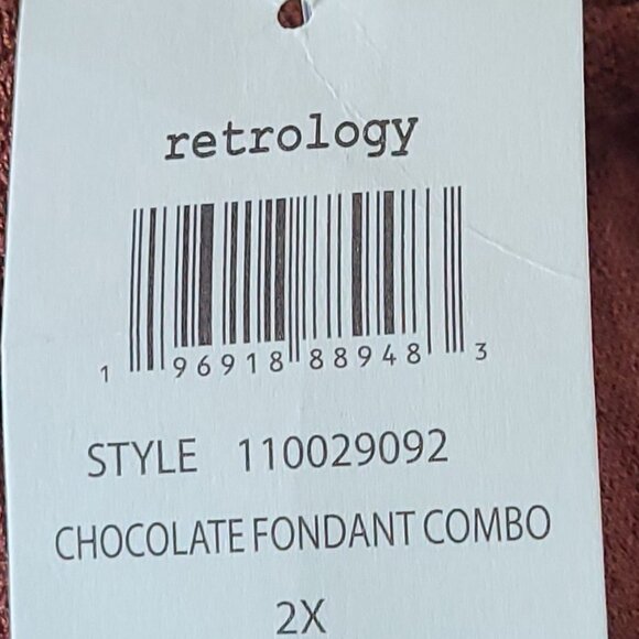 PLUS SIZE RETROLOGY TOSSED LEAF CREWNECK SWEATER| CHOCOLATE FONDANT COMBO |SZ 2X - Picture 10 of 10